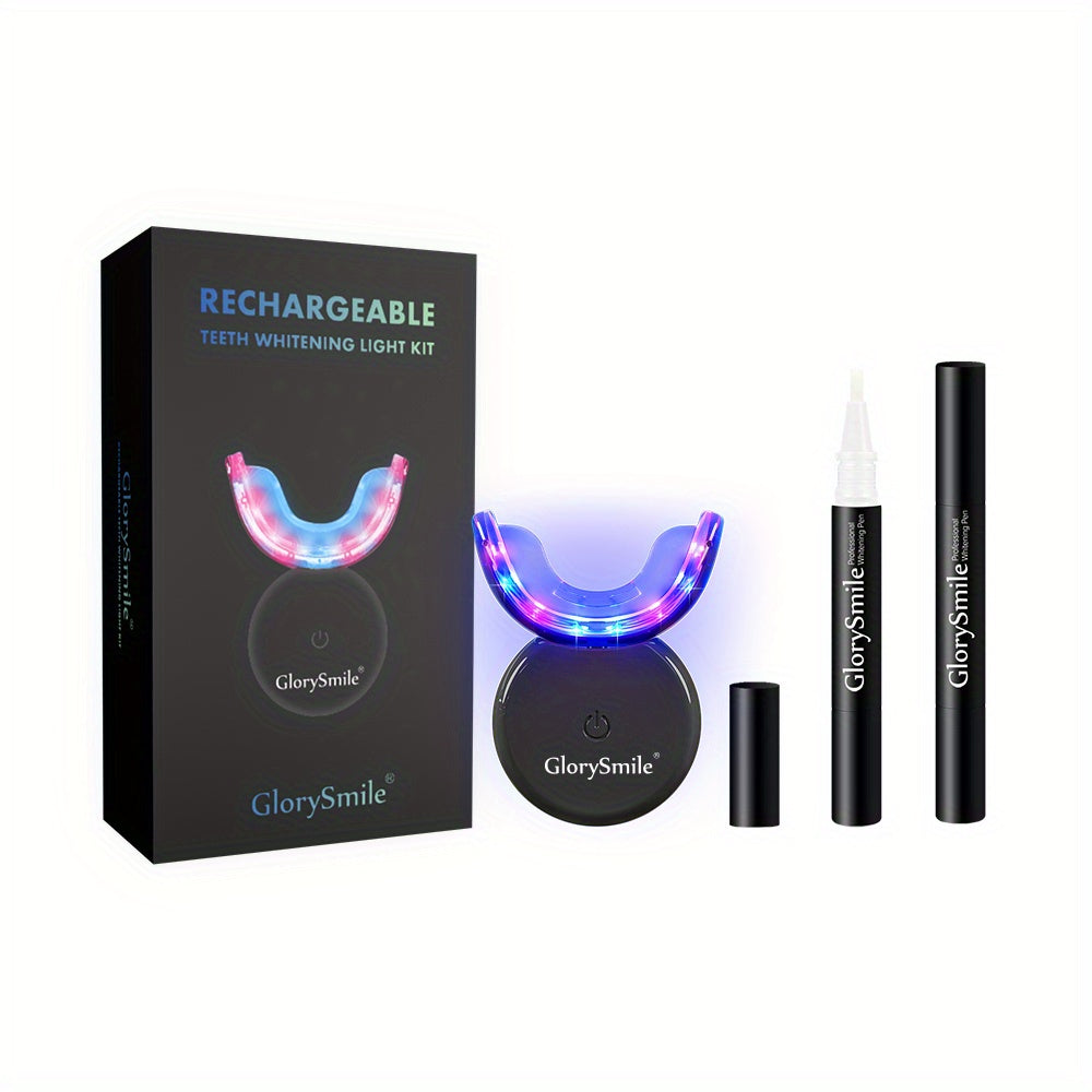 Teeth Whitening Kit, Rechargeable Home Use Wireless Teeth Whitening Kit With LED Blue Lights Accelerator, 3pcs Teeth Whitening Gel Pens, Natural  Effective Stain Cleaning At Home