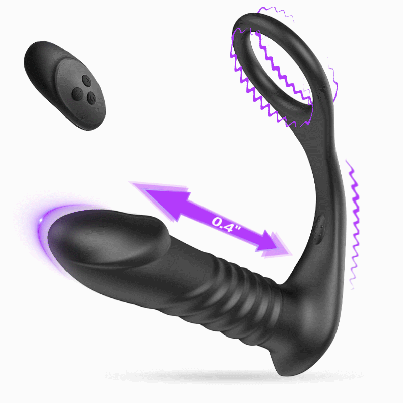 SALE Moore - 10 Thrilling Vibration 3 Thrusting Silicone Remote Control Cock Ring Anal Vibrator