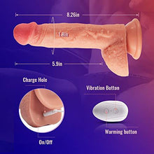 Load image into Gallery viewer, 8.3-Inch 4 in 1 Thrusting Rotation Vibrating Heating Lifelike Dildo

