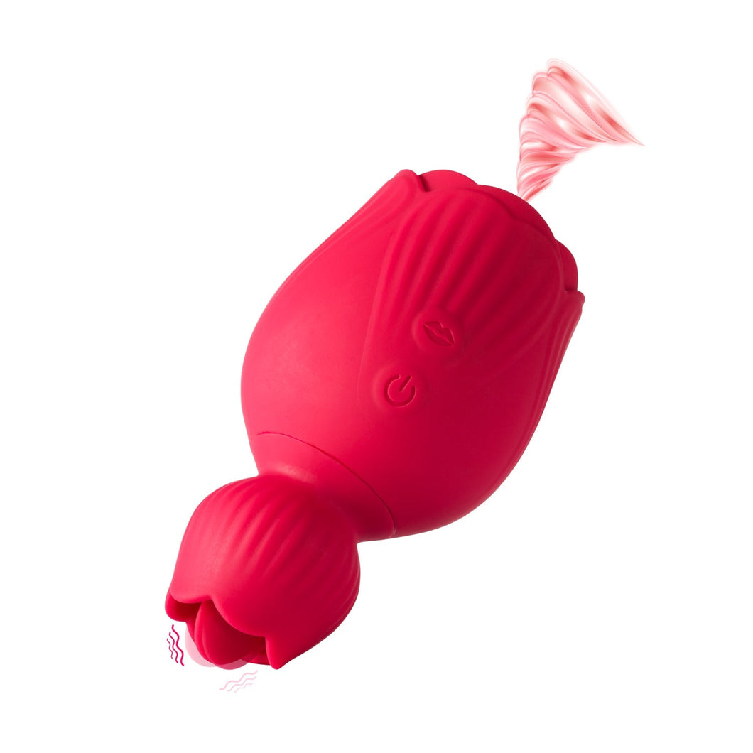 Rose Queen - 2In1 Tongue Vibrator ＆ Rose Clit Sucker