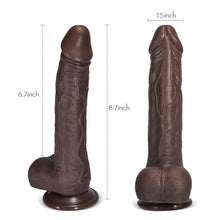 Load image into Gallery viewer, Black Warrior 8.7-Inch Remote Control 5 Thrusting 10 Vibrating Rotating Dildo in Dark Brown
