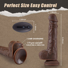 Load image into Gallery viewer, BBC LOVER-9.05 Inch Realistic 8 Thrusting Vibrating Heating Black Dildo with Remote Control
